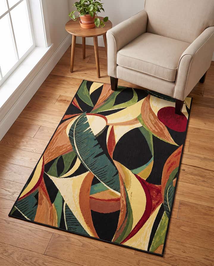 3' 3 x 5' 3 Easy-Clean Botanical Indoor / Outdoor Rug