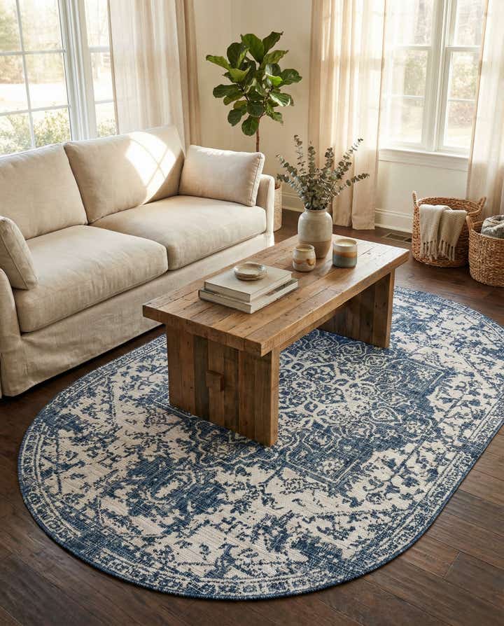 5' 3 x 8' Easy-Clean Jill Zarin Dubai Indoor / Outdoor Oval Rug