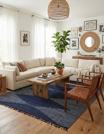 Navy Blue Hand Woven Chindi Cotton Rug