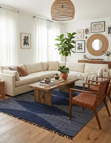 Navy Blue Hand Woven Chindi Cotton Rug