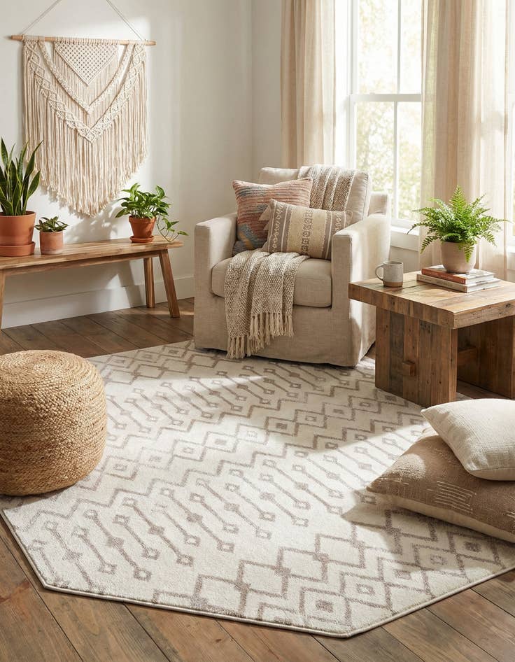 Detail image of  7' x 7' Bohemian Trellis Octagon Rug