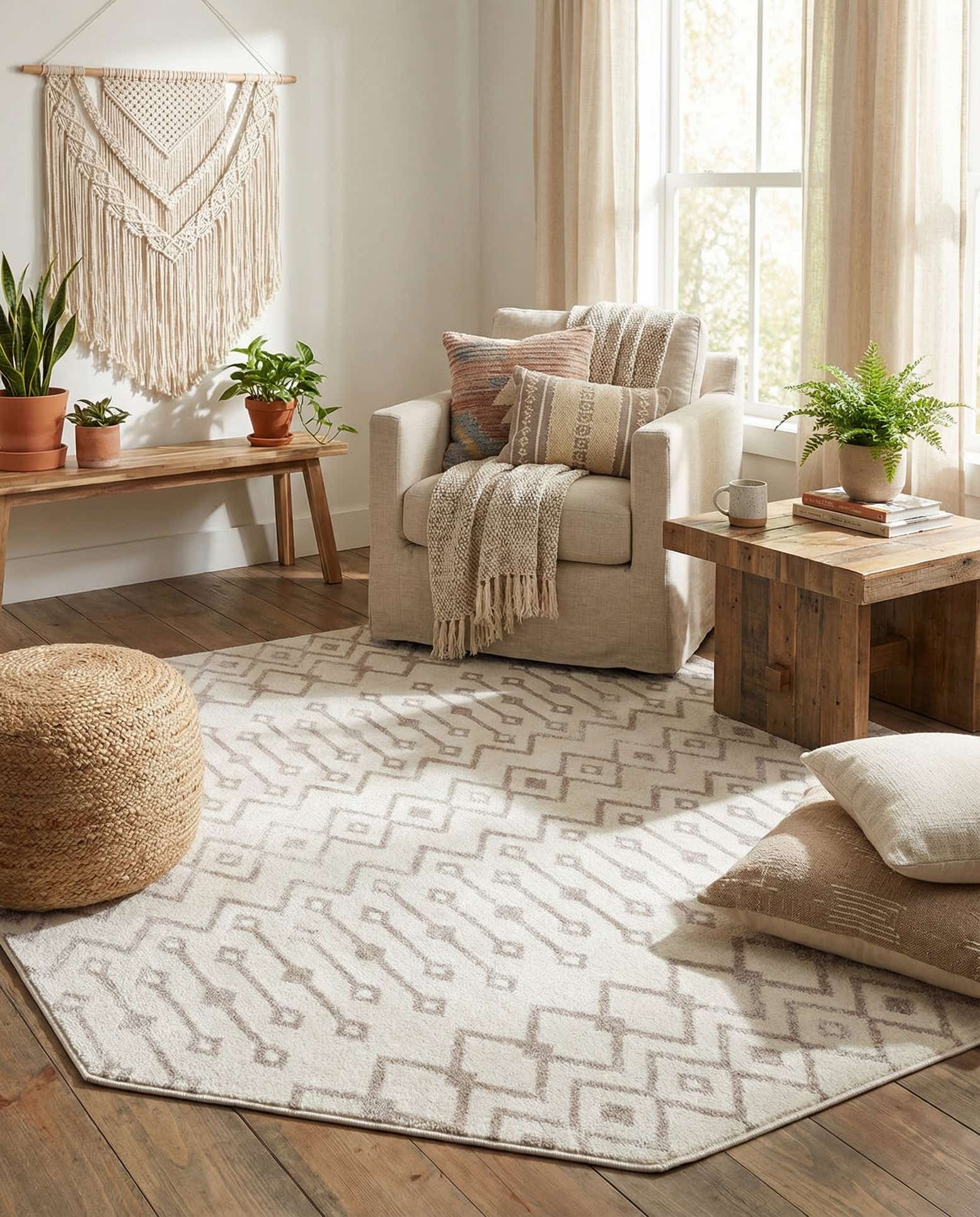 7' x 7' Bohemian Trellis Octagon Rug
