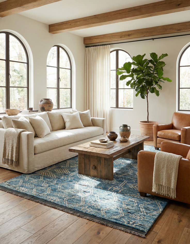 Detail image of  6' 5 x 10'  Hand Knotted Moroccan Wool Rug