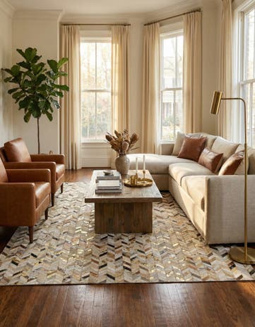 5' 2 x 8' Cowhide - Patchwork Rug