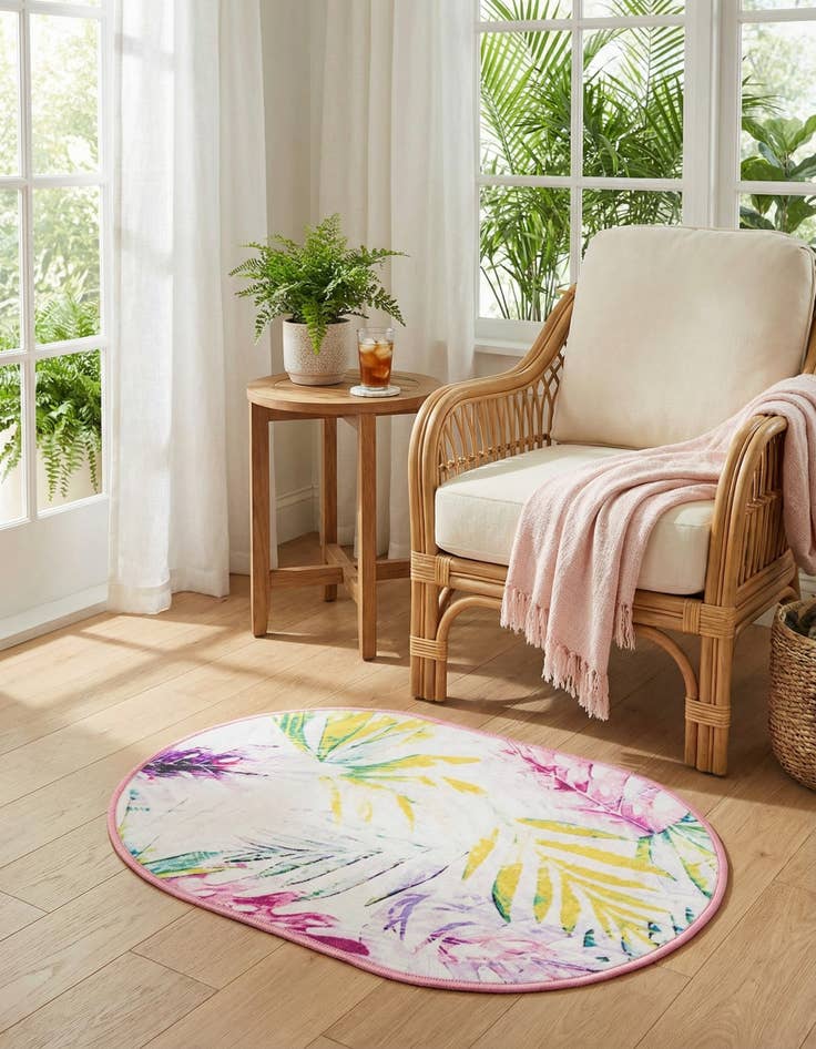 Detail image of 2' x 3' 1  Washable Jill Zarin Caribbean Indoor / Outdoor Oval Rug