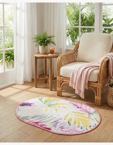 2' x 3' 1 Easy-Clean Jill Zarin Caribbean Indoor / Outdoor Oval Rug