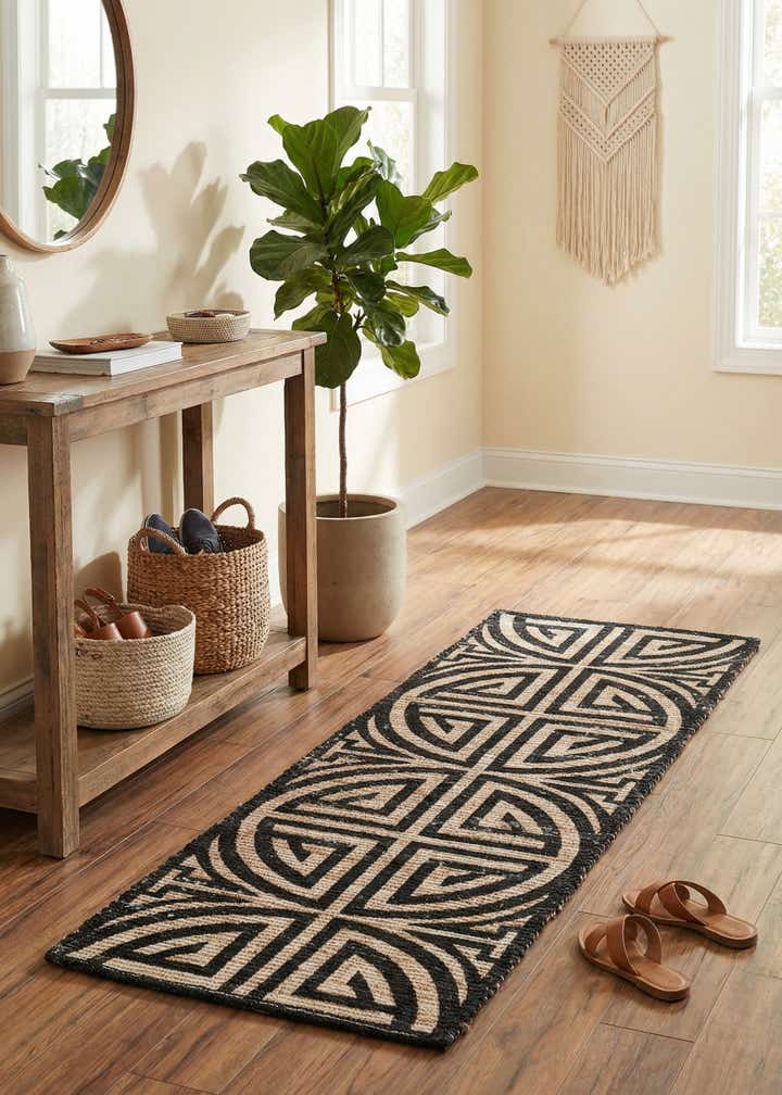 2' 2 x 6' 1 Hand Woven Chenille Jute Runner Rug