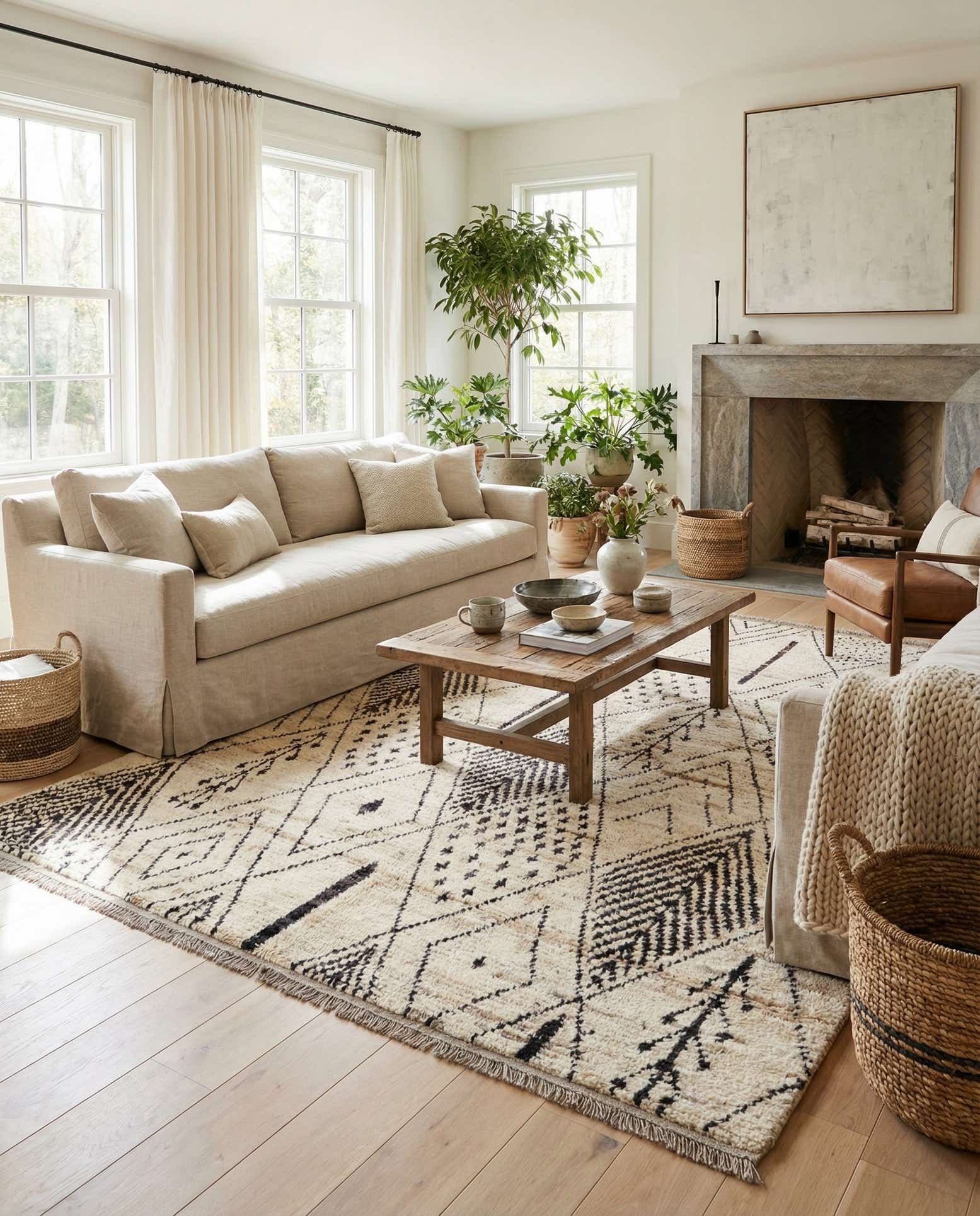5' 10 x 7' 7 Hand Knotted Moroccan Wool Rug