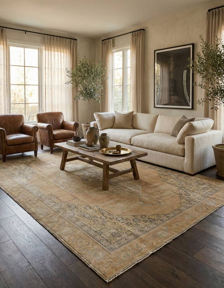 Detail image of  7' 8 x 10' 10  Hand Knotted Ultra Vintage Persian Wool Rug