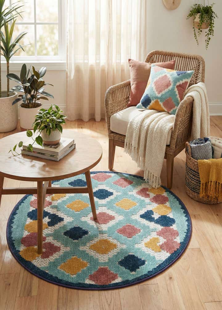 3' 3 x 3' 3 Easy-Clean Belize Indoor / Outdoor Round Rug