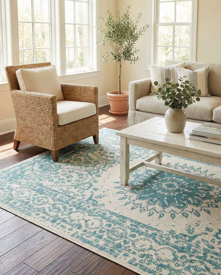 5' 3 x 8' Easy-Clean Traditional Indoor / Outdoor Rug