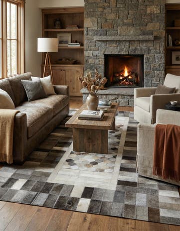 4' 10 x 7' 9 Cowhide Leather Rug