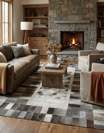 4' 10 x 7' 9 Cowhide Leather Rug