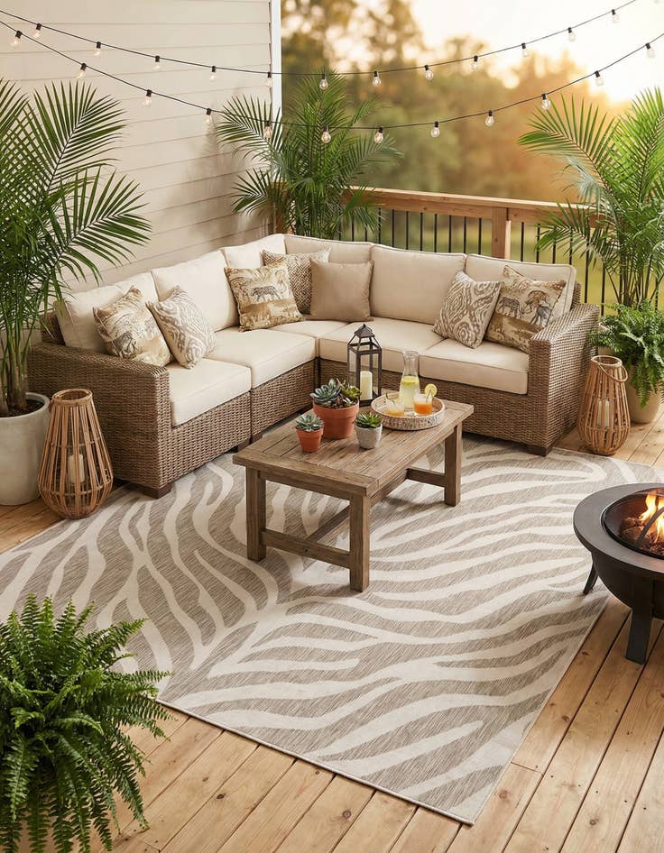 Detail image of  10' x 10'  Washable Safari Indoor / Outdoor Square Rug