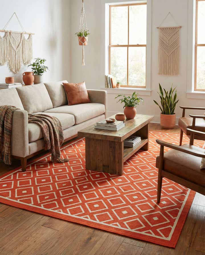 5' 3 x 8' Easy-Clean Trellis Indoor / Outdoor Rug