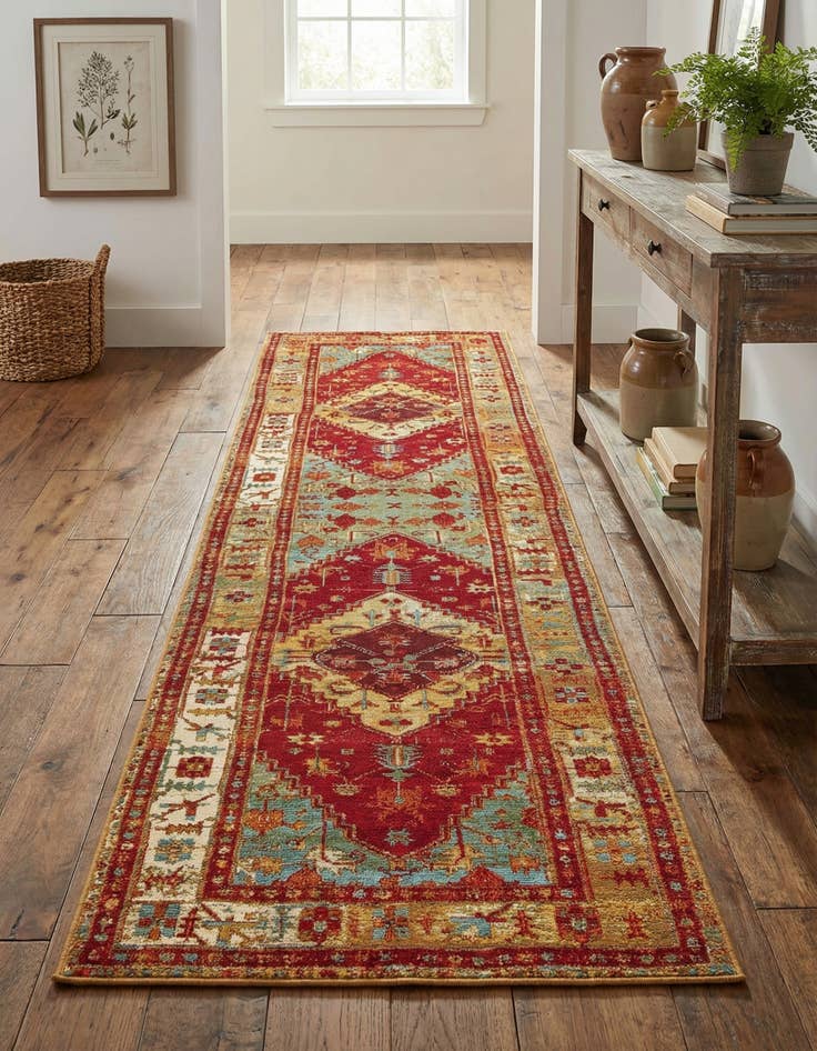 Detail image of  2' 7 x 10'  Washable Traditional Indoor / Outdoor Runner Rug