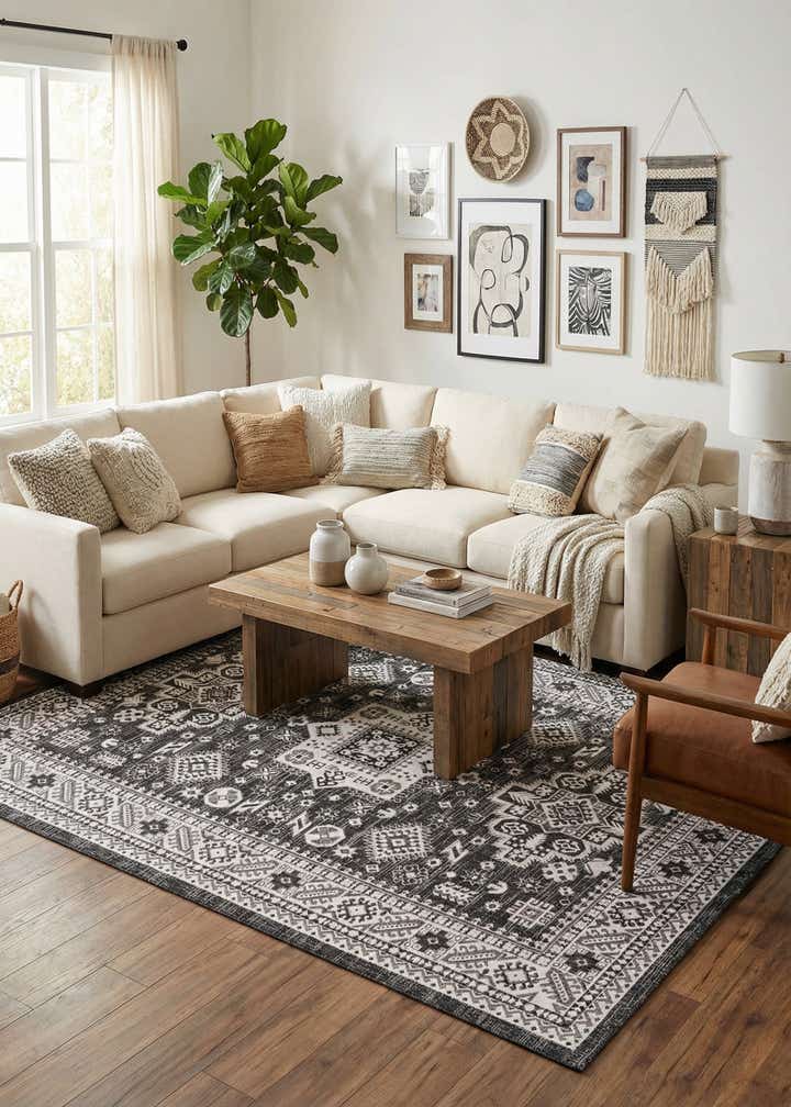 7' x 10' Easy-Clean Aztec Indoor / Outdoor Rug