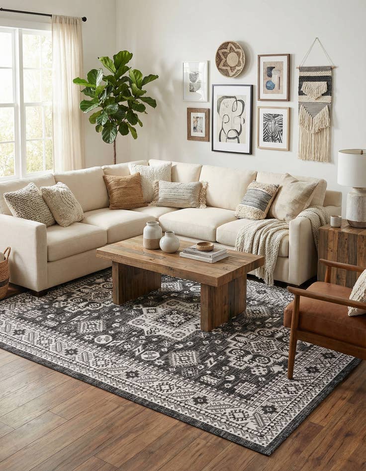 Detail image of 7' x 10'  Washable Aztec Indoor / Outdoor Rug