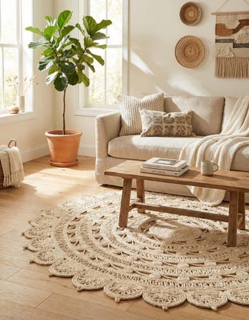 6' 1 x 6' 1 Handmade Braided Jute Round Rug