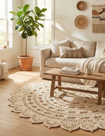 6' 1 x 6' 1 Handmade Braided Jute Round Rug
