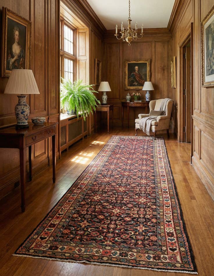 Detail image of 4' 1 x 13' 1 Hamedan Wool Runner Rug