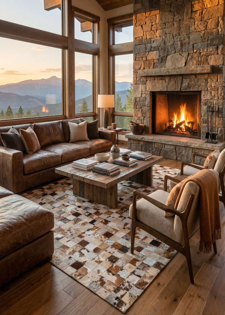8' x 9' 10 Cowhide Leather Rug