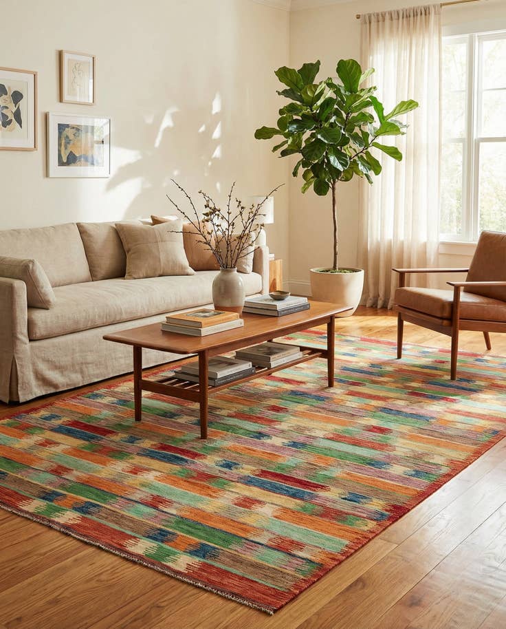 Detailansicht von 195cm x 290cm Handgewebt Kilim Modern Wolle Teppich