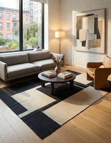 4' x 5' 10 Hand Woven Kilim Modern Wool Rug