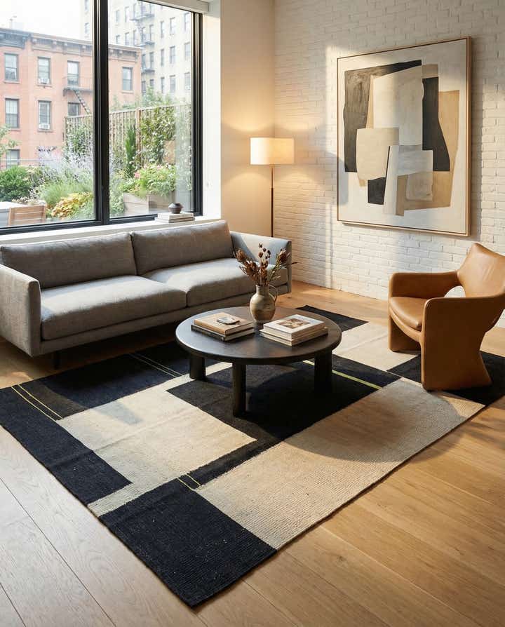 4' x 5' 10 Hand Woven Kilim Modern Wool Rug