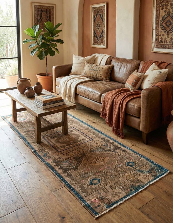 Detail image of  3' 2 x 8' 1  Hand Knotted Ultra Vintage Persian Wool Runner Rug