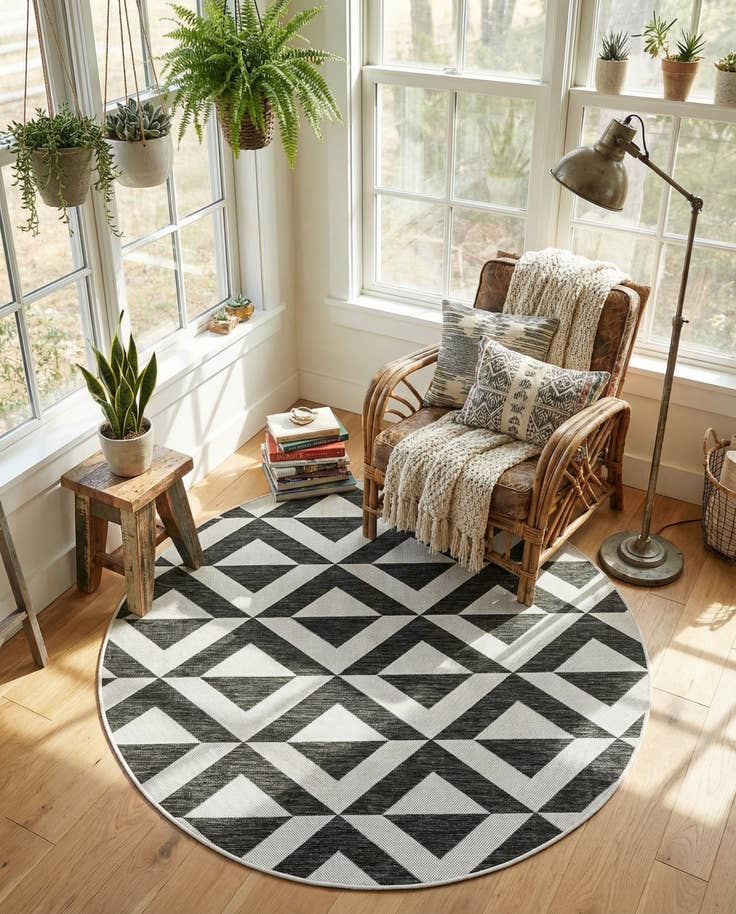 Detail image of 5' 3 x 5' 3 Easy-Clean Jill Zarin Napa Indoor / Outdoor Round Rug