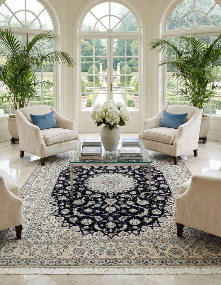 Detail image of 6' 8 x 10' 7  Hand Knotted Nain Rug