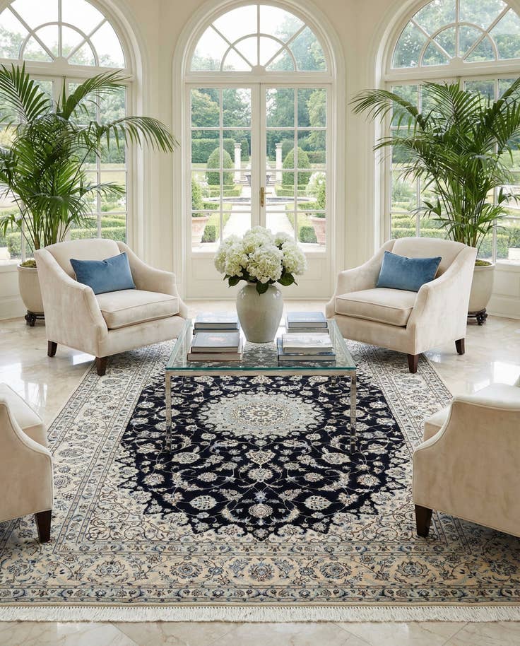 Detail image of 6' 8 x 10' 7 Hand Knotted Nain Rug