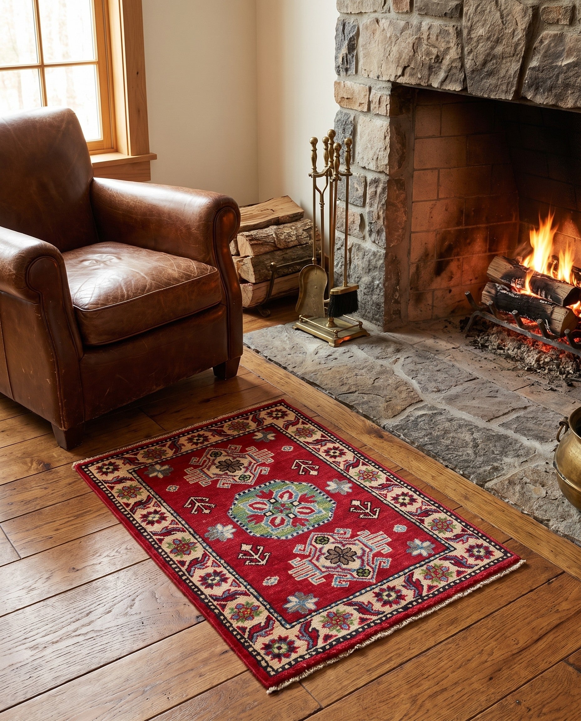 2' x 2' 11 Hand Knotted Kazak Rug