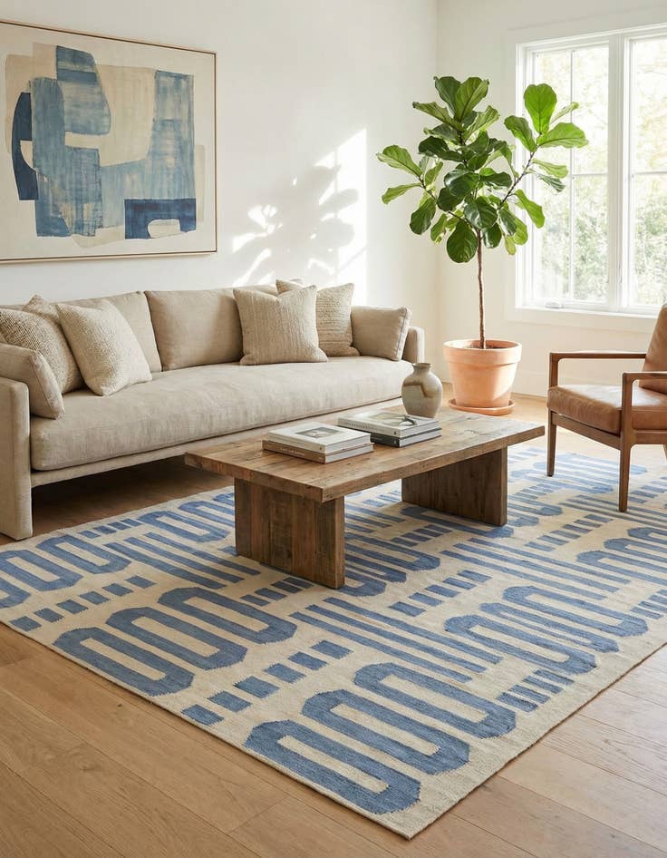 Detail image of 6' 10 x 9' 9  Hand Woven Kilim Modern Wool Rug