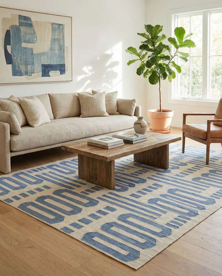 6' 10 x 9' 9 Hand Woven Kilim Modern Wool Rug