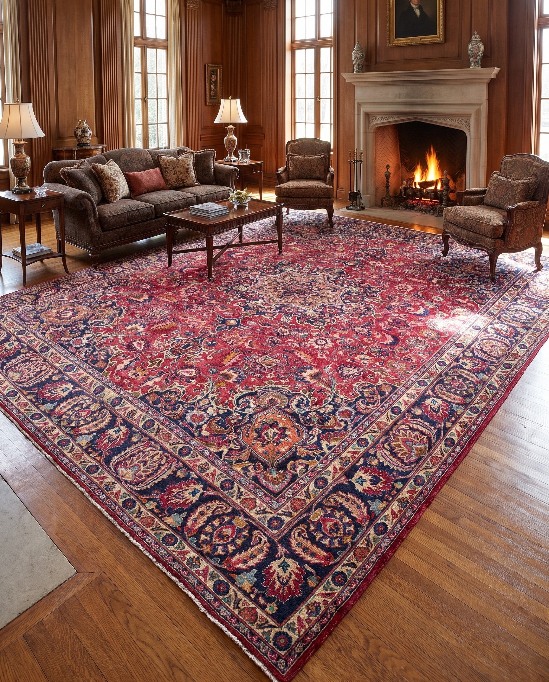 9' 8 x 13' Hand Knotted Mashad Persian Wool Rug