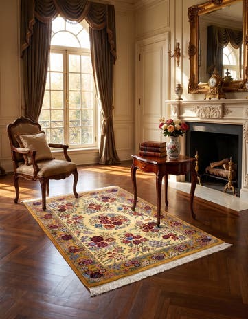 3' 4 x 5' 2 Ghom Silk Rug