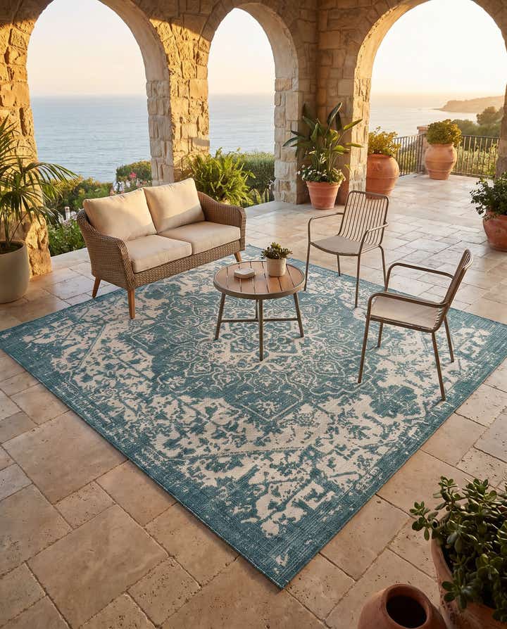 7' 10 x 7' 10 Easy-Clean Jill Zarin Dubai Indoor / Outdoor Square Rug