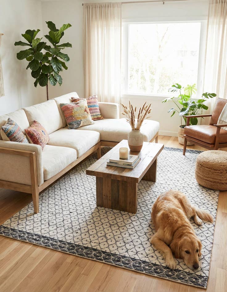 Detail image of  9' x 12'  Hand Woven Chindi Trellis Rug