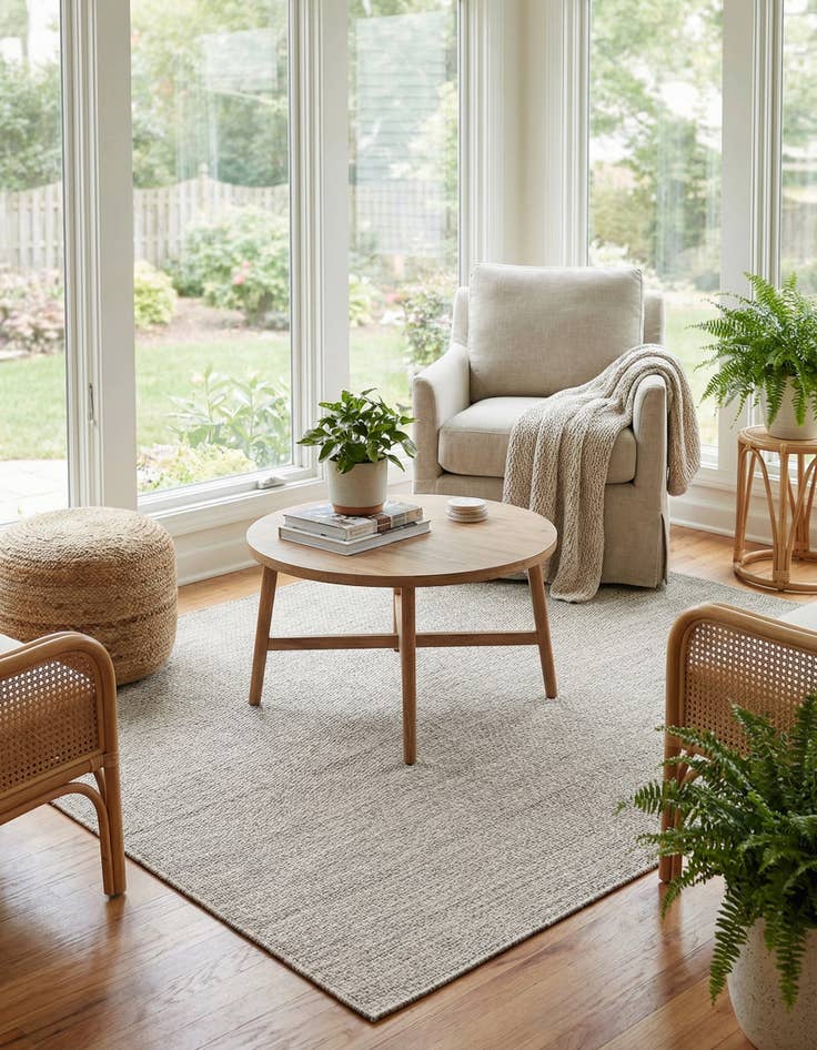 Detail image of 6' x 6'  Washable Solid Indoor / Outdoor Square Rug