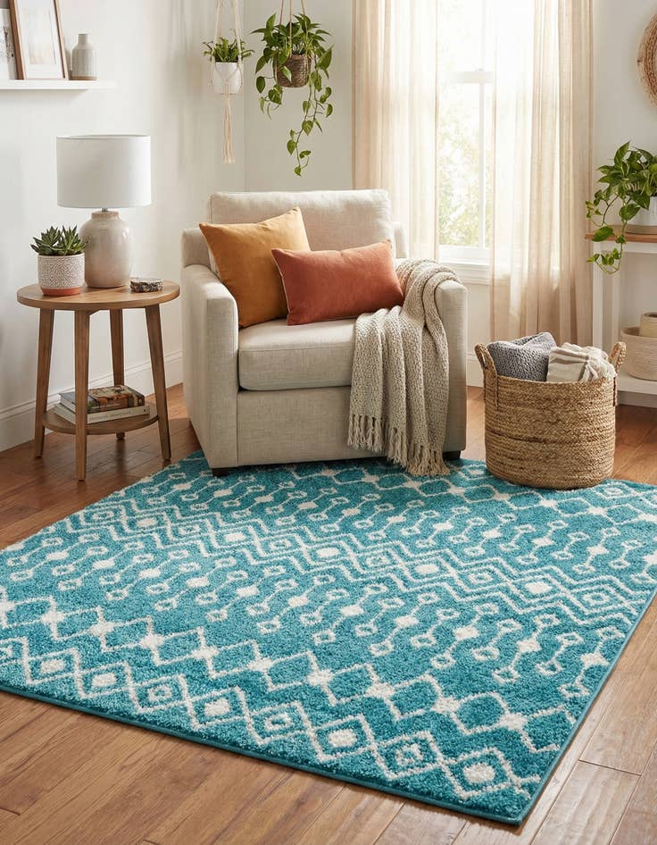 Detail image of  4' x 4' Moroccan Trellis Square Rug