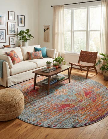 8' x 8' Washable Carnevale Round Rug