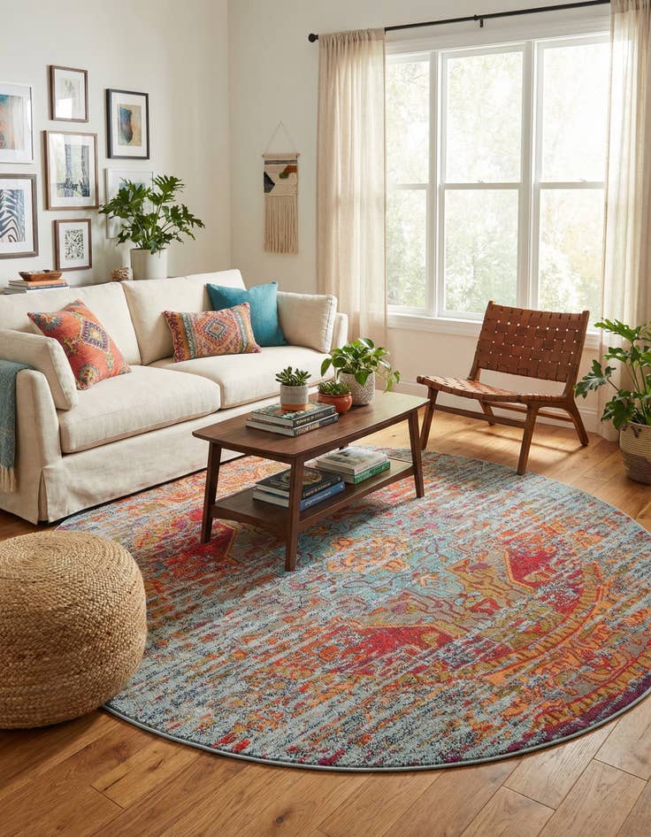 Detail image of 8' x 8'  Washable Arte Round Rug