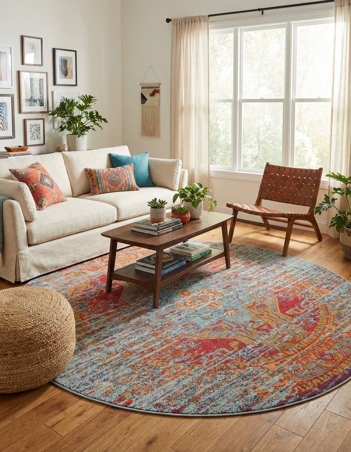 8' x 8' Washable Carnevale Round Rug