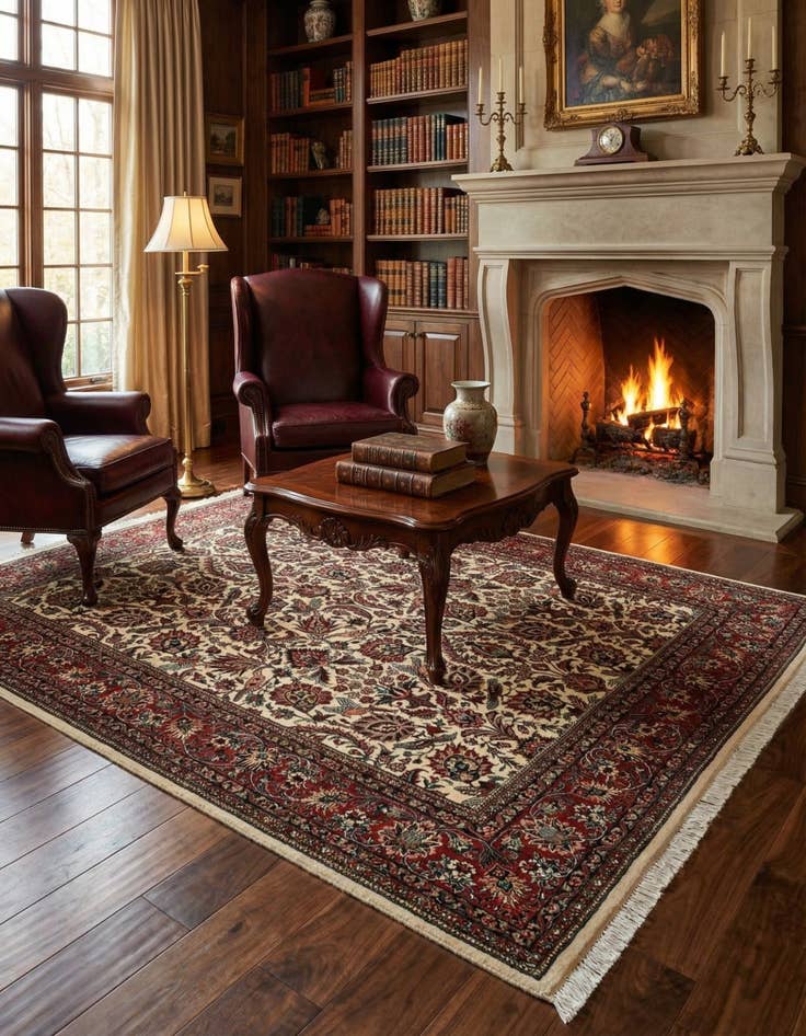 Detail image of 5' 1 x 6' 6 Bidjar With Silk Rug