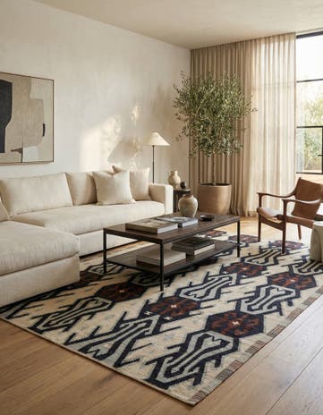 7' 1 x 9' 5 Hand Woven Kilim Modern Wool Rug