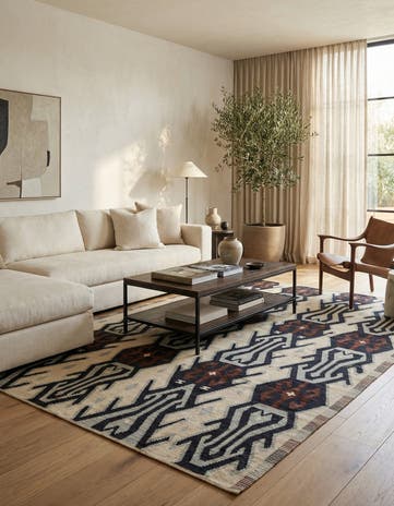 7' 1 x 9' 5 Hand Woven Kilim Modern Wool Rug