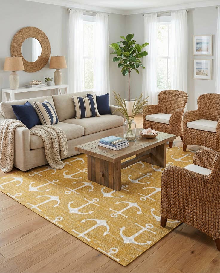 Detail image of 7' 10 x 11' Easy-Clean Coastal Indoor / Outdoor Rug