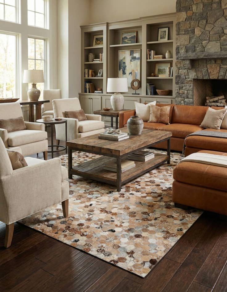 Detail image of 5' 4 x 7' 8 Cowhide Stocks Rug